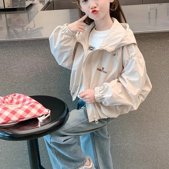 에이치제이 공용 바람막이 후드 집업 남아 여아 아동복 간절기 봄가을 숏