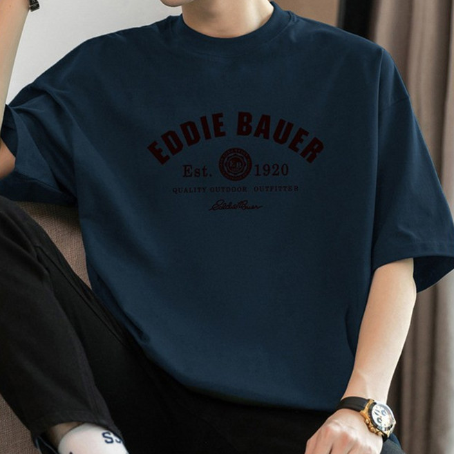 디한스 프린팅 순면 루즈핏 남여공용 반팔티