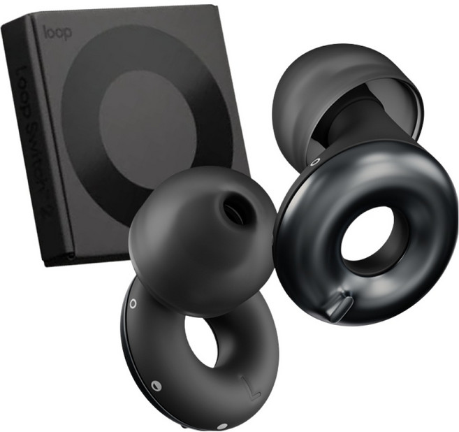 Loop 룹 이어플러그 스위치 2 층간 소음 수면 소음방지 귀마개, 1개, 블랙