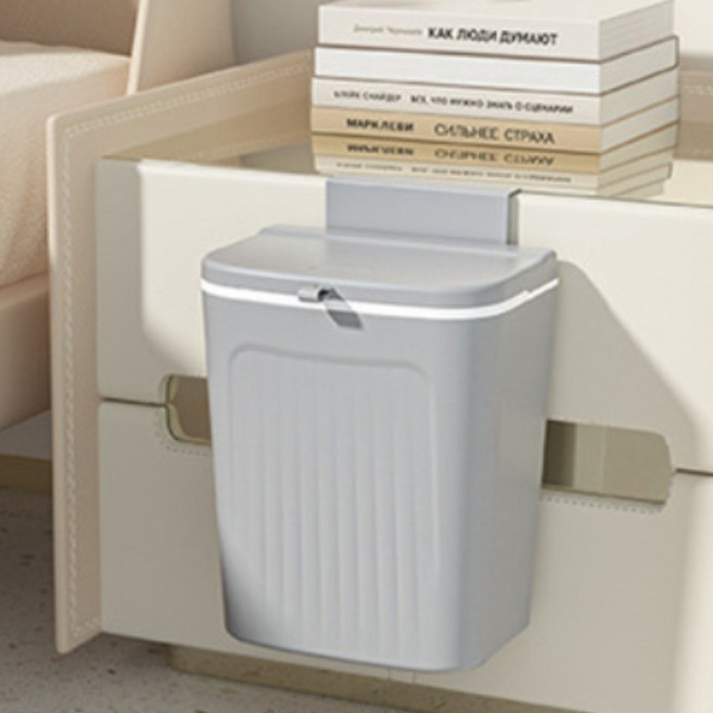 뚜껑형 벽걸이 수밥 쓰레기통, 1개, 희색