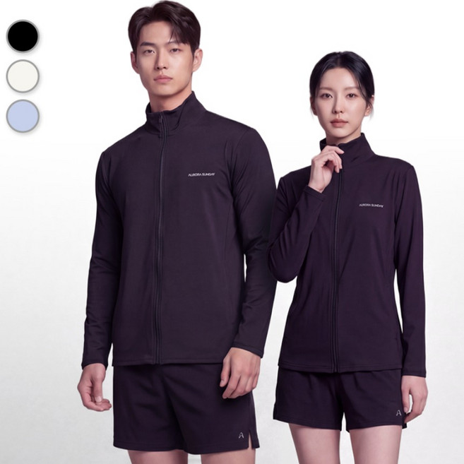 오로라선데이 퓨어리브 남녀공용 스탠다드핏 집업 래쉬가드 상하의세트