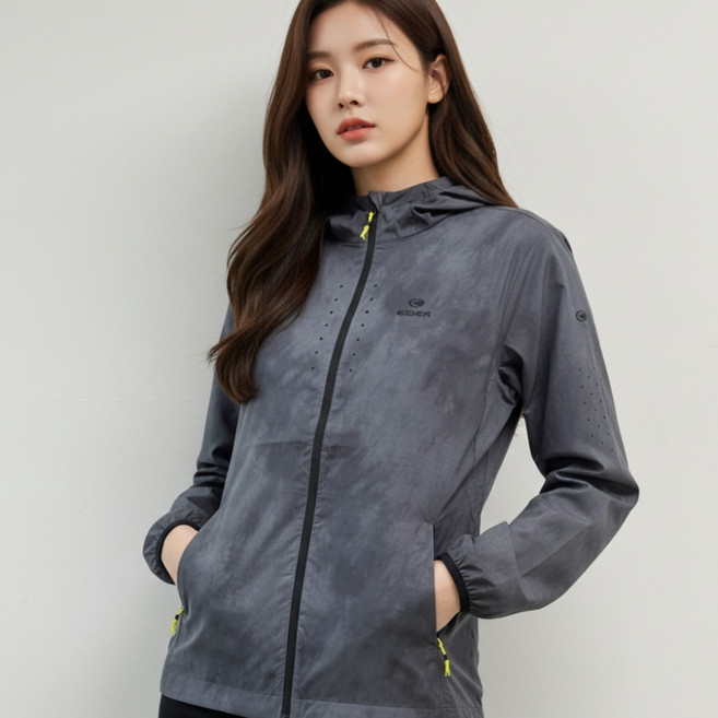 아이더 여성 홀겹 경량 자켓 봄 여름 러닝 등산 후드 데일리