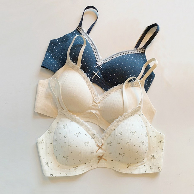 IEDUOS 여성 주니어 노와이어 심리스 브라 3종세트 고등학생 대학생 15-25세 소녀 브래지어 속옷