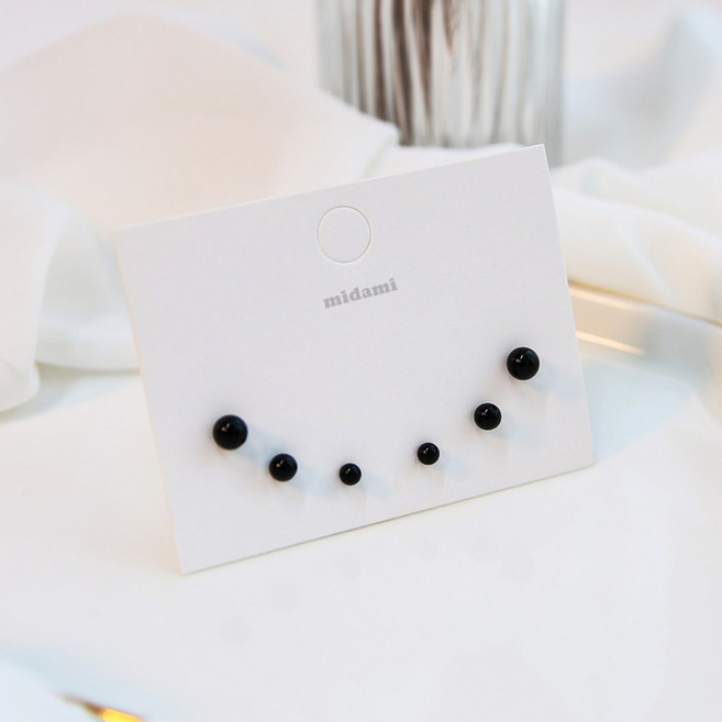 미다미 [6P세트] 심플 B&W 진주 스타일 귀걸이