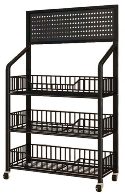 두리치 이동식 간식 매대 선반 대형 펜트리 가판대 3단, 1개, 블랙