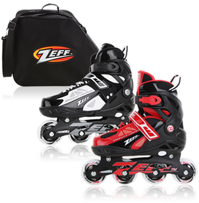 제프7인라인 유아 어린이 인라인스케이트, 레드+가방/M, 1개
