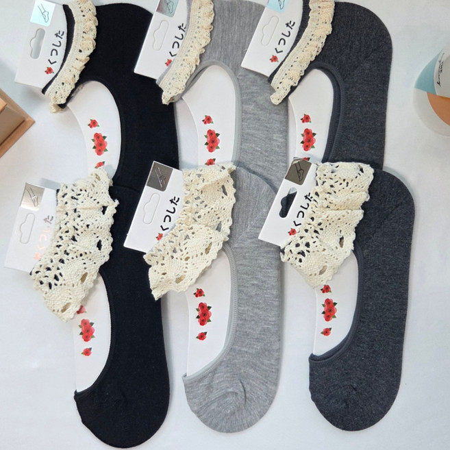 양말맛집 레이스 발등 컷팅 구멍 덧신 로퍼 구두 벗겨짐방지 무지 덧신 6컬러