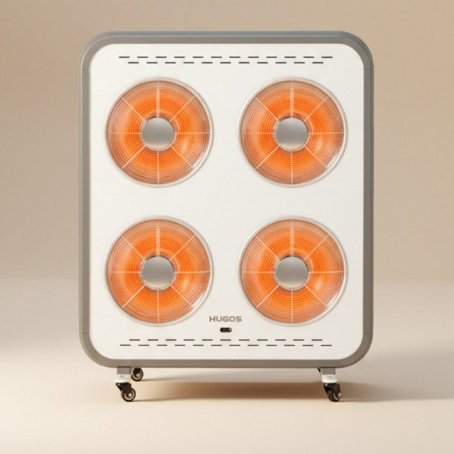 [프리미엄 26년형] 전기히터 15평 하이라이트 사무실 업소용 가정용 온풍기 타이머 AI 자동 운전, 화이트, 전기히터(4구 15평 고급형)