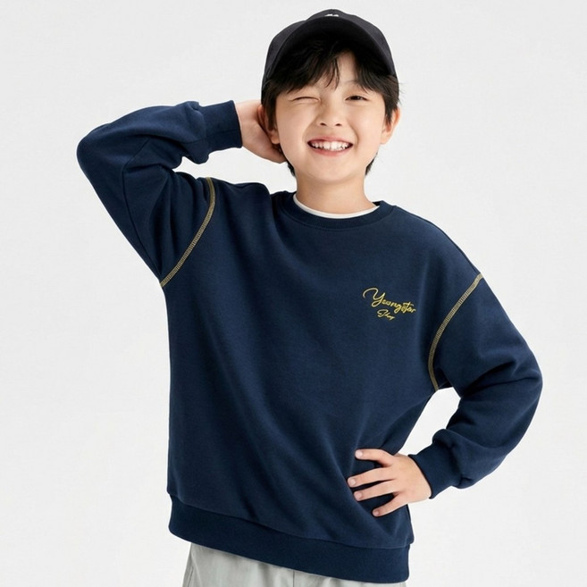 주니어 초등남아 데일리 캐주얼 맨투맨 루즈핏 긴팔티셔츠