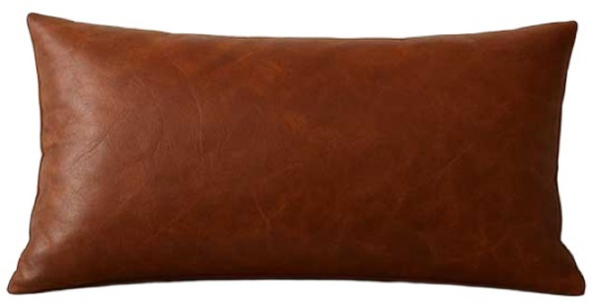 HE 북유럽 스타일 가죽쿠션베개 45x20 통가죽베개 허리 긴목베개 긴가죽쿠션 긴목베개, 1개, 다이아브라운