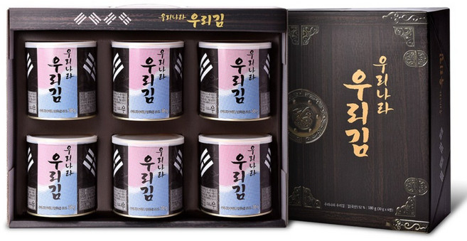우리나라 우리김 곱창 조미김 선물용 캔김, 6개