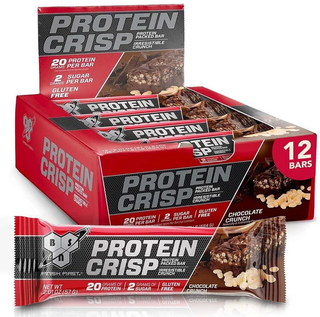 비에스엔 프로틴 크리스프 단백질 바 초콜릿 크런치 12개입, 684g, 1개 - 쿠팡