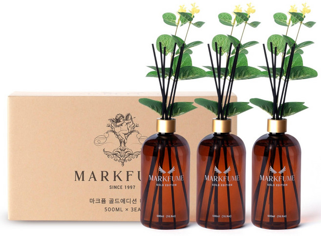 마크퓸 프리미엄 대용량 골드에디션 디퓨저, 퍼플베리, 3개, 500ml