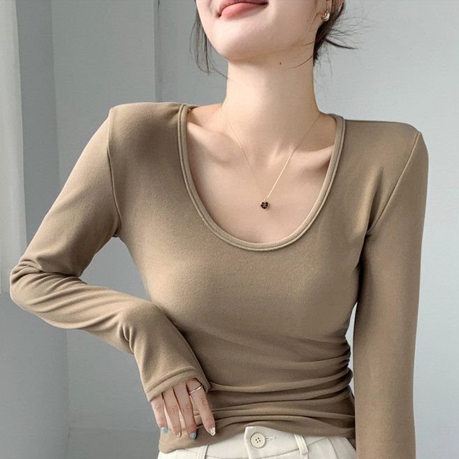 U넥 이너 웨어 긴팔 봄 가을 겨울 쇄골 허리라인 슬림핏 티셔츠