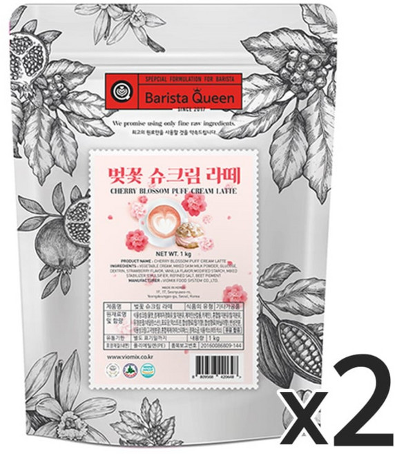 바리스타퀸 벚꽃 슈크림 라떼분말, 1kg, 1개입, 2개