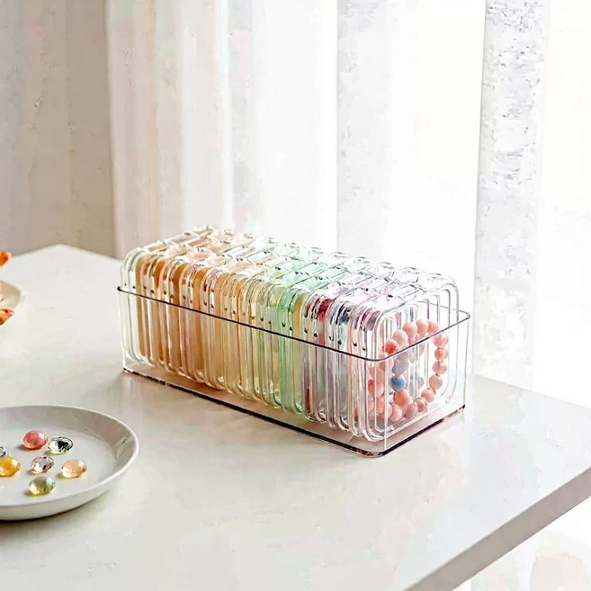 HAPPY JOURNEY 오픈형 투명 아크릴 팔찌 쥬얼리 악세사리 수납함 정리함 레일아트 비즈 다용도 보관함 케이스 머리끈, 1개