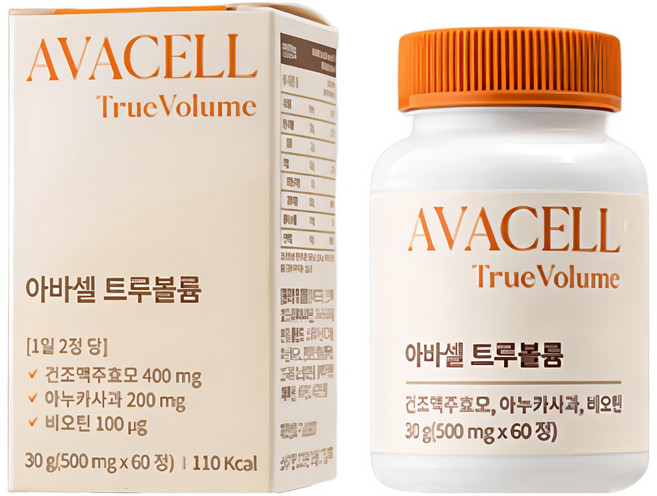 아바셀 트루볼륨 맥주효모 비오틴 아누카사과 고함량 60정 모발 영양제, 1개