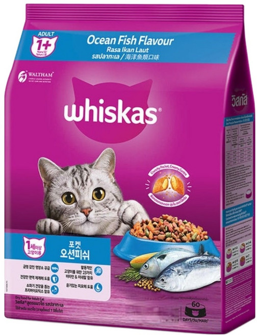 [위스카스] 포켓 어덜트 오션피쉬 1.2Kg X 3개, 눈물개선/눈건강
