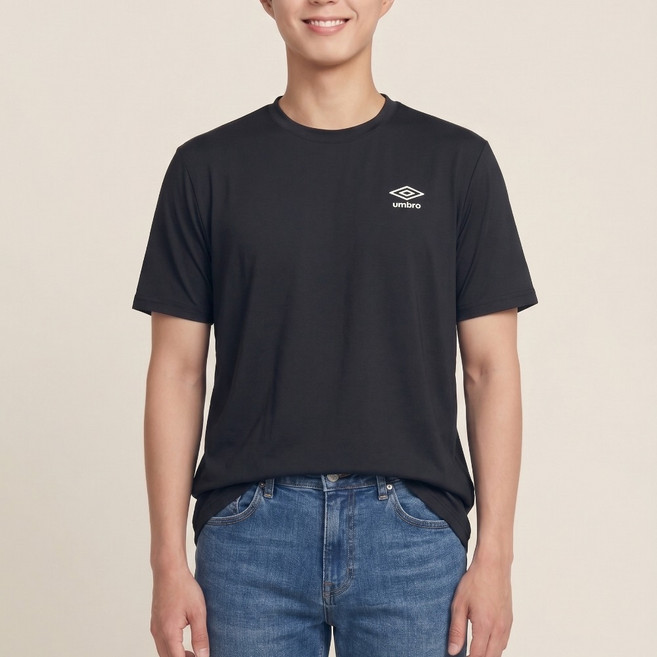 엄브로 스판 반팔티 베이직 폴리 스몰로고 기능성 반팔 티셔츠