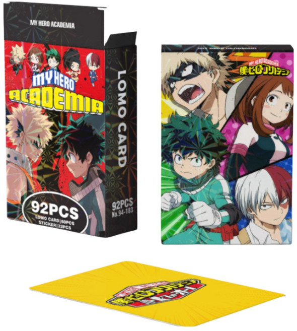 나의 히어로 아카데미아 포토카드 굿즈 LOMO 포카 60pcs + 미니 스티커 32pcs, 레드, 1개