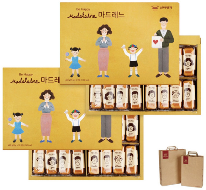 신라명과 마드레느(대) 1+1 총 2세트 당일생산발송 선물용쇼핑백, 15g, 64개