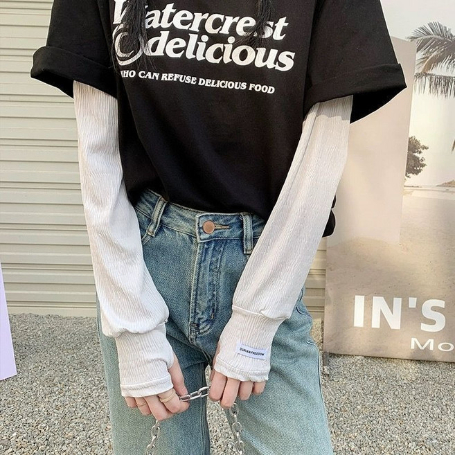 꼬꼬마스픽 헐렁한팔토시 냉감 주름 플리츠 쿨토시 자외선차단