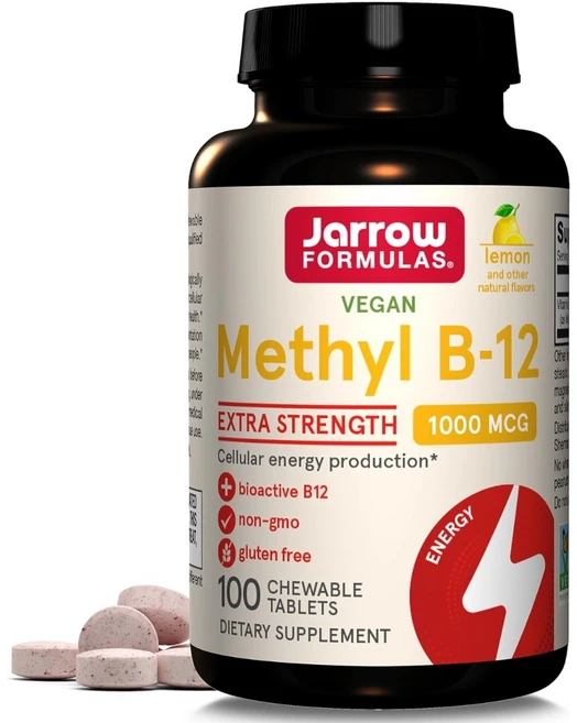재로우 메틸 B-12 1000mcg 레몬맛 츄어블 타블렛, 100정, 1개 - 쿠팡