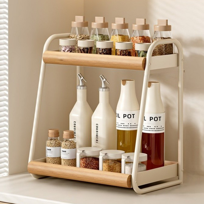 오브앤코 양념통 선반 2단 다용도 주방 수납 정리대 조리대 싱크대 선반, 1개
