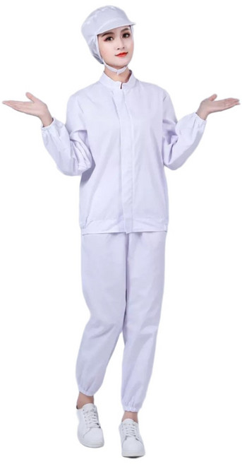 다루다 HACCP 위생복 해썹 남녀공용 식품공장 작업복 3종세트(긴팔상의+하의+모자) 사계절용