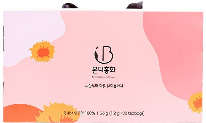 선물세트 티백 국내산 홍화차 토종 가시홍화씨 해남홍화잎차 본디홍화차, 1개, 30개입, 1.2g