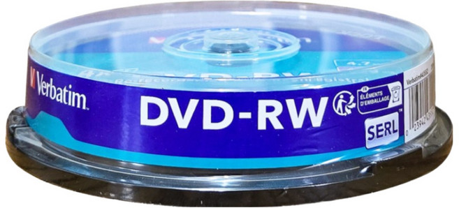 버바팀 DVD-RW 10P CAKE 4.7GB 4배속 10장 공디스크, 1개, [케익통/10매]