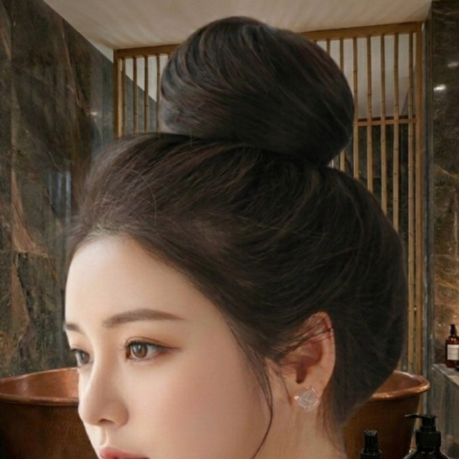 비엠에스 풍성한 똥머리 가발 집게핀 올림머리 1초완성, 1개, 다크브라운