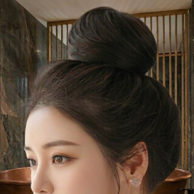 비엠에스 풍성한 똥머리 가발 집게핀 올림머리 1초완성, 1개, 다크브라운