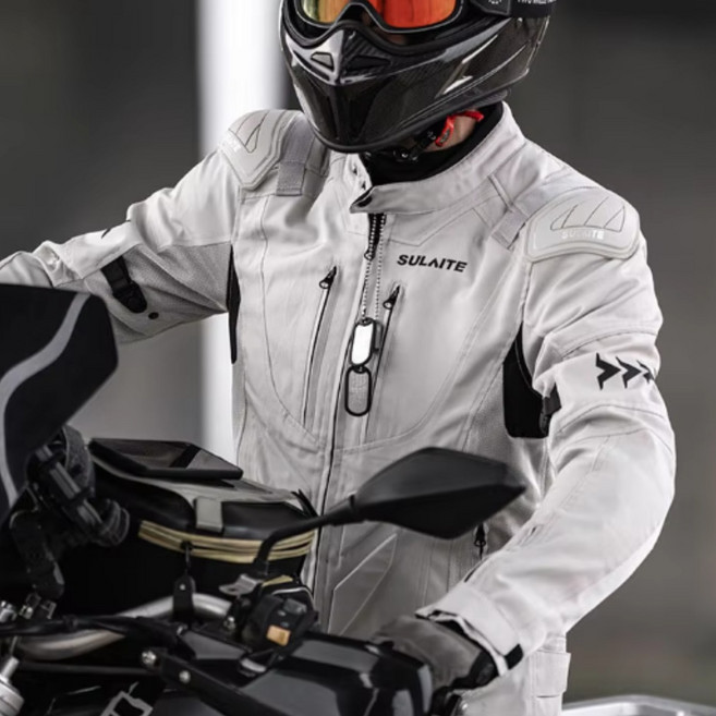 NJBmoto 3계절용 매쉬자켓 오토바이 스쿠터 바이크 잠바 라이딩 점퍼, 크림