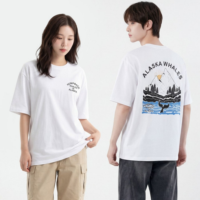 반팔 티셔츠 웨일마운틴 남녀공용 반팔티