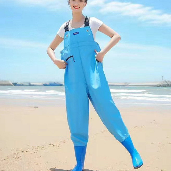 여성 가슴밑장화 허벅지장화 갯벌 체험옷 입는 장화 전신 선상 물장화