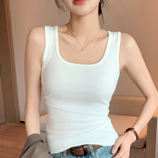 일월전빵 1+1 여성 골지 스퀘어넥 민소매 나시티 BS-C093