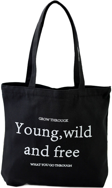 보브온 캔버스 남여공용 다용도 지퍼에코백 레터링 가방