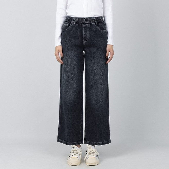 코너스톤 여성 청바지 약기모 밴딩 와이드 W4D3651