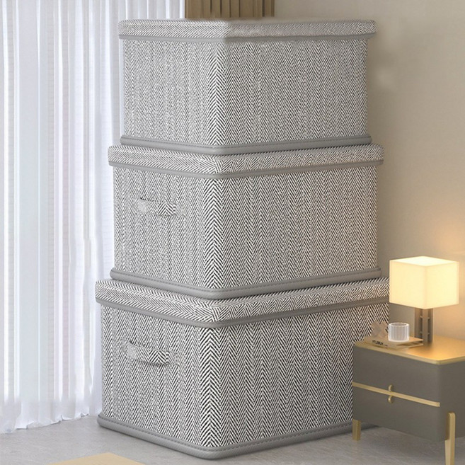 모아봐 대용량 고급 부직포 소재 수납함 접이식 박스, 2개, 회색