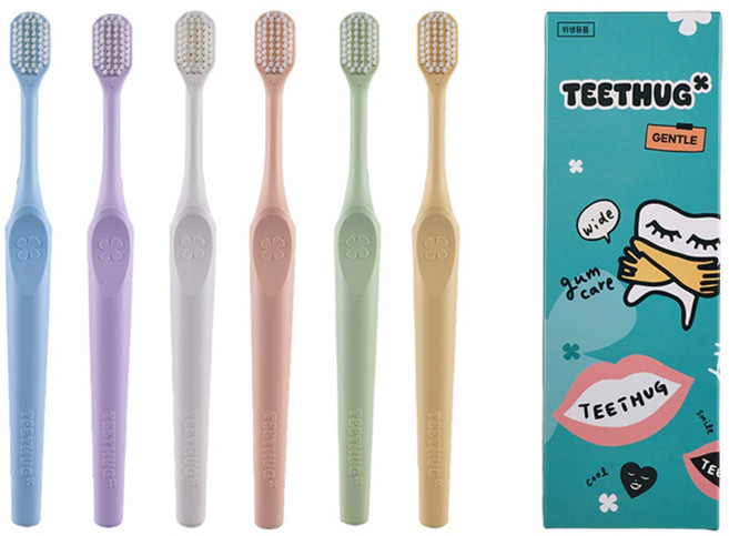 티스허그 이중 초극세모 광폭 칫솔 젠틀 1세트, 1개, 6개입