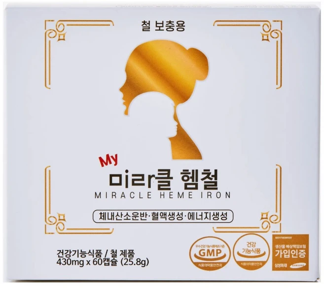 미라클헴철 섭취제한없는 안심철분제, 1개, 60정 - 쿠팡