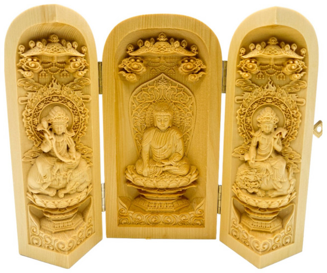 가지와나무 불감 목조 아미타불 관세음보살 석가모니 부처님 삼존불 15cm, 1개, 1.석가모니 부처님 불감