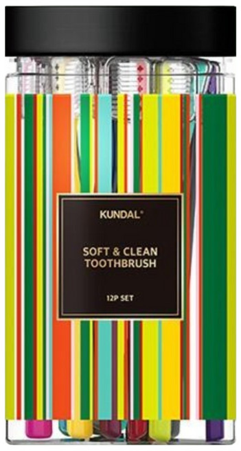 쿤달 딥 클린 탄력 이중미세모 칫솔 부드러운모, 12개입, 1개