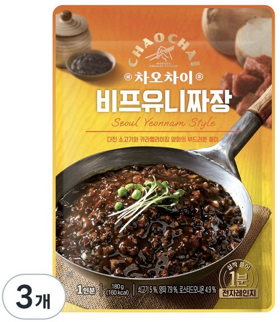 차오차이 비프 유니짜장, 180g, 3개