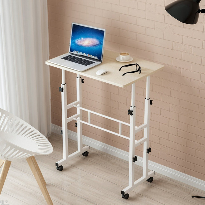 스탠딩책상 이동식 높이조절 접이식 학생용 사무용 컴퓨터 공부 노트북 테이블 서서 쓰는 책상, 라이트브라운