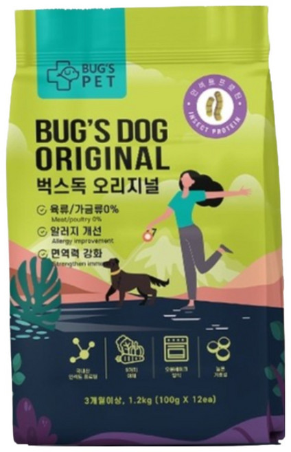 벅스펫 강아지 전연령 벅스독 오리지널 영양 사료, 밀웜, 5kg, 1개