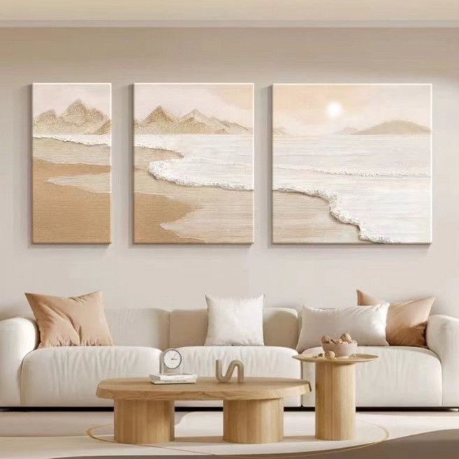 아르테리에 유화 그림액자 거실 인테리어 그림 3종 세트, 일몰과 바다