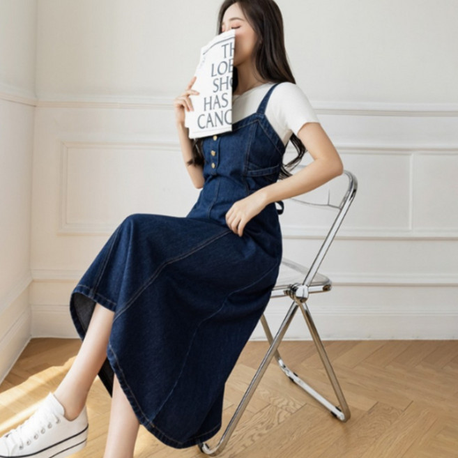 메이첼 뷔스티에 데님 원피스 04917 J 빅사이즈 포함