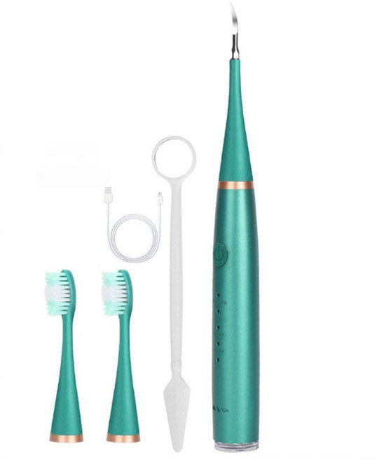 Kuchae 초음파 다기능 구강세척기 전동칫솔 치석제거기, 그린, 1개